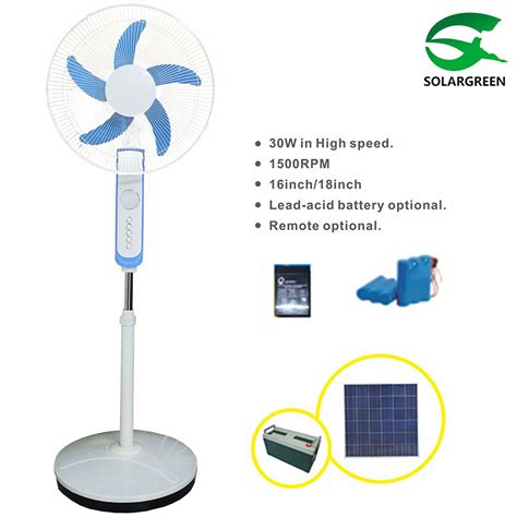 12v Dc Solar Powered Acdc 16inch Rechargeable Standing Fan With Solar Panel And Usd China