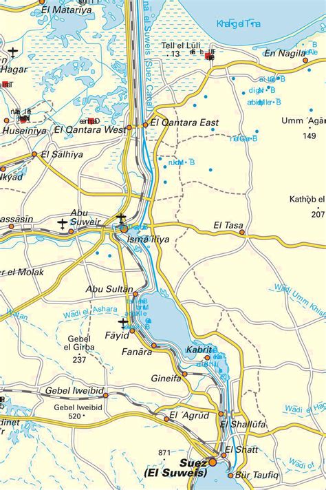 Canal de suez suele ser una calle que aparentemente puede existir. Suez Map