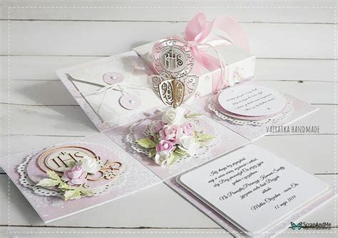 Scrapbooking Kartki Komunijny Exploding Box Dla Dziewczynki