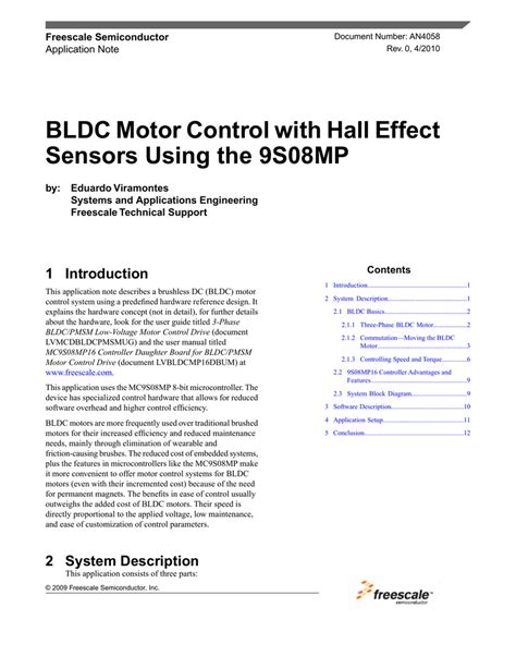 Bldc Motor Control With Hall Effect Sensors Using The 9s08mp Manualzz