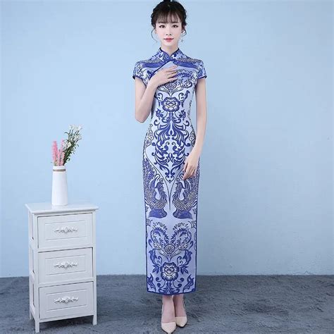 Buy Blue White Porcelain Dress Long Traditional Chinese Dresses Modern