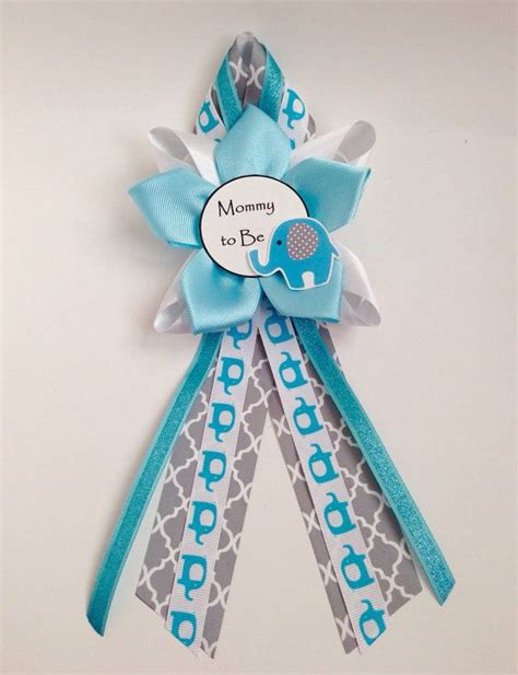 Elephant Mommy To Be Blue Baby Shower Pin Corsage Sprinkle Baby