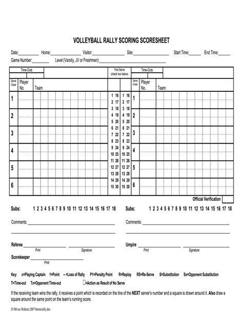 Volleyball Score Sheet Fill Out And Sign Online Dochub