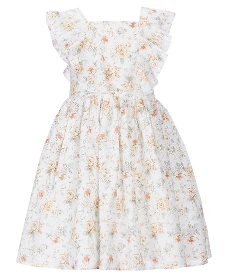 Laura Ashley Little Girls 2t 6x Floralclip Dot Fit And Flare Dress