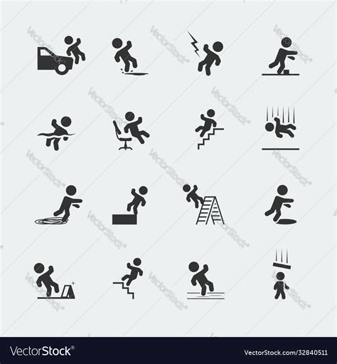 Signs Showing A Stick Figure Man And Various Vector Image