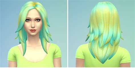 The Simsperience Yellow Blue Faded Hair • Sims 4 Downloads
