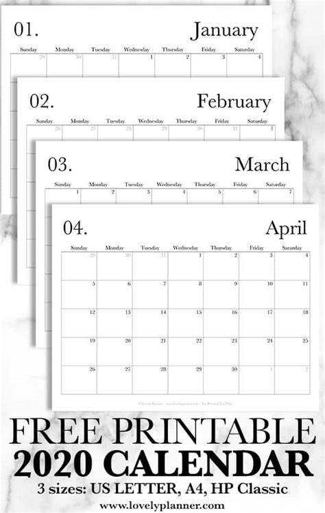 printable  monthly calendar classic lovely