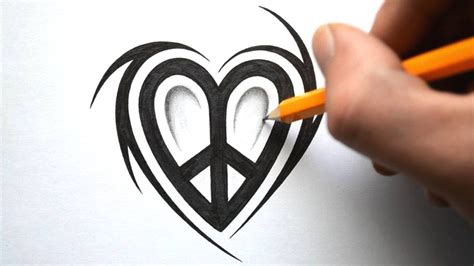 How To Draw A Peace Love Symbol Design Youtube