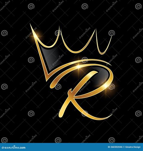 Gold Monogram Crown Logo Initial Letter R Stock Vector Illustration