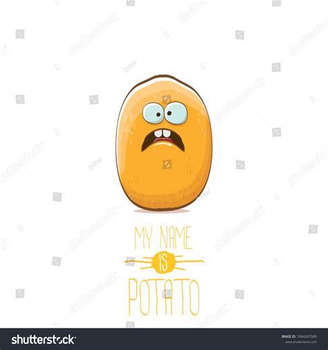 Vector Funny Cartoon Cute Tiny Potato Character Isolated On White