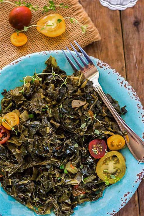 Bring to a boil, reduce heat to low, and simmer 1 hour. Vegan Southern-Style Collard Greens | Vegan soul food ...