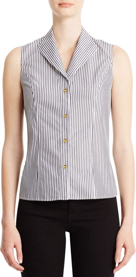 Jones New York Non Iron Easy Care Striped Sleeveless Shirt Where To Buy How To Wear