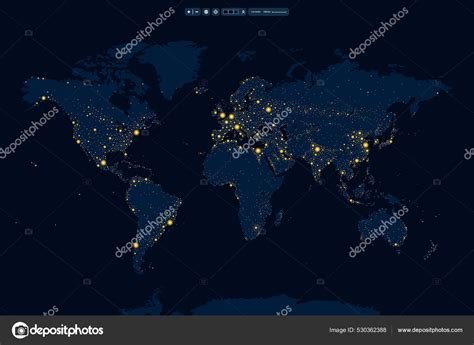 Earth Night Map With Lights Stock Vector Image By ©karnoff 530362388