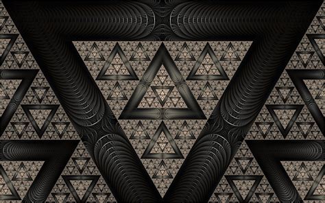 배경 화면 검은 단색화 추상 대칭 프랙탈 삼각형 무늬 기하학 인테리어 디자인 구조 빛 철 모양 선