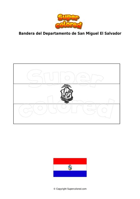 Dibujo Para Colorear Bandera Del Departamento De San Miguel El Salvador