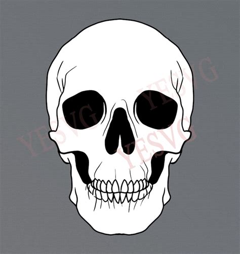 White Skull Svg File Skeleton Face Svg Gothic Skull Black And White