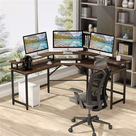 Simplified Building Computer Gaming Desk Tribesigns Ergonomic Gaming Desk With Monitor Stand 47