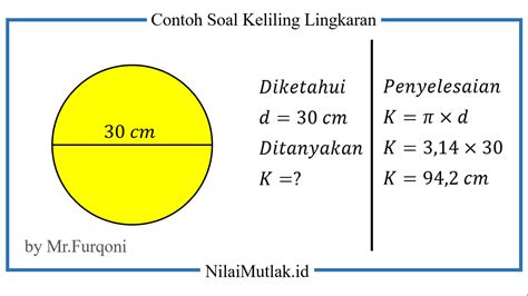 Sebuah Lingkaran Mempunyai Keliling Cm Hitunglah Diameter Lingkaran