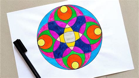 How To Draw Circle Geometrical Shapes Step By Step Arts On Line Paper