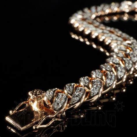 18k Rose Gold Iced Out Cuban Chain Nivs Bling