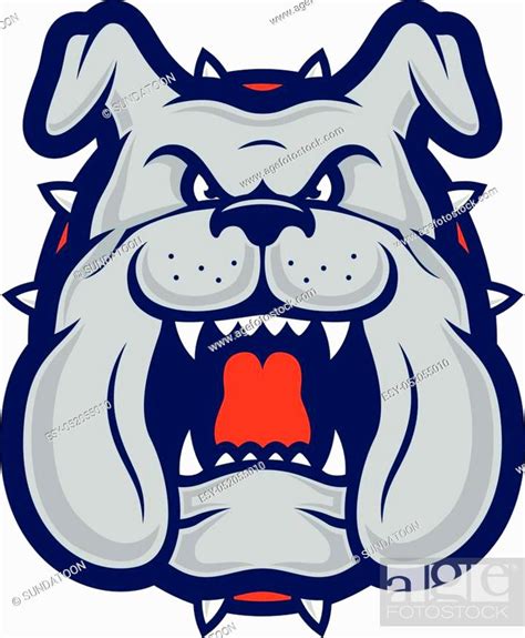 Clipart Picture Of A Bulldog Head Cartoon Mascot Logo Character Stock