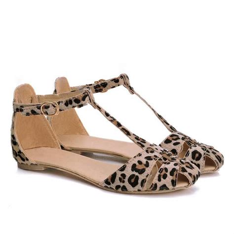 New Women Leopard Print Flat Sandal Size Leopard Print Sandals