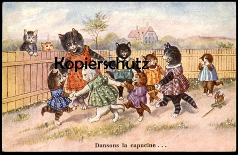 Alte Postkarte Katzen Vermenschlicht Dansons La Capucine Tanz Dance Cat