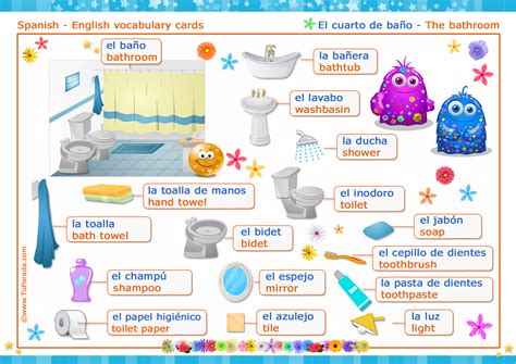 El Cuarto De Ba O The Bathroom Vocabulario Espa Ol Ingl S Tarjetas