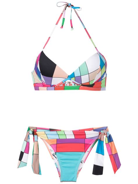 amir slama graphic print two piece bikini set farfetch