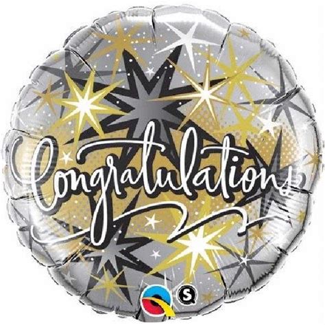 Silver And Gold Stars Congratulations 18 Foil Helium Balloon