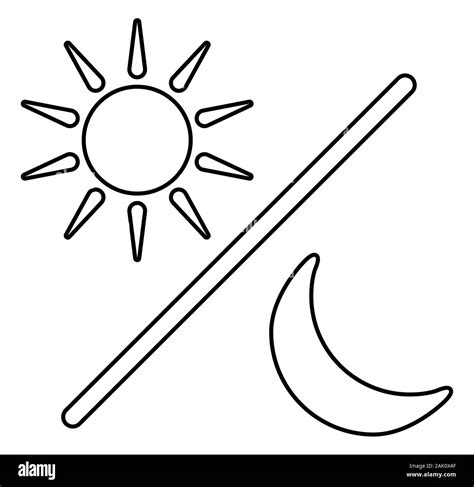 día y noche icono de línea simple sol y luna el símbolo del cambio de concepto aislado sobre