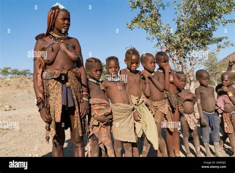 Himba Women And Children In Kaokoveld The Tribal Village Namibia