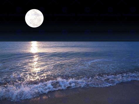 Full Moon Sea Tide Beach Night Photo Art Print Poster