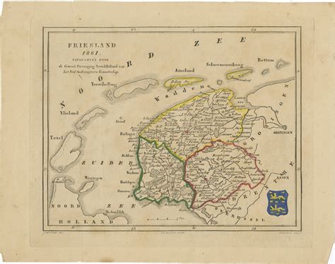 Antique Map Of Friesland By Veelwaard C 1865