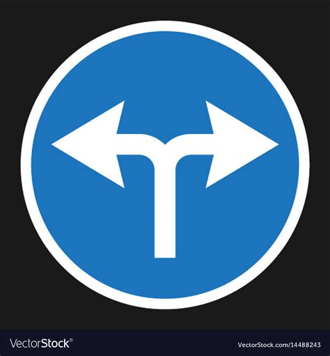 Turn Left Or Right Traffic Sign Flat Icon Vector Image