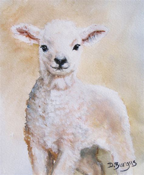 Art Helping Animals Little Lamb Watercolor Painting By Della Burgus