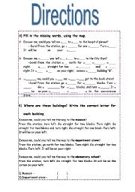 english worksheets directions