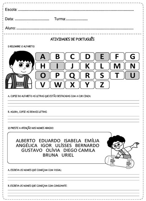 Educar X Atividades De Português 1° Ano Fundamental Para Imprimir