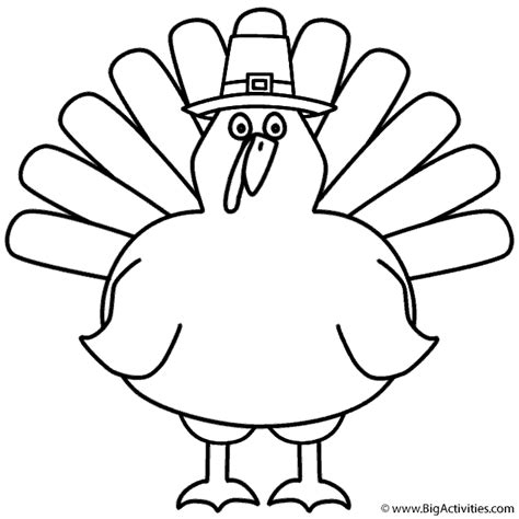 Make a coloring book with turkey kindergarten for one click. Turkey with Pilgrim Hat - Coloring Page (Thanksgiving)
