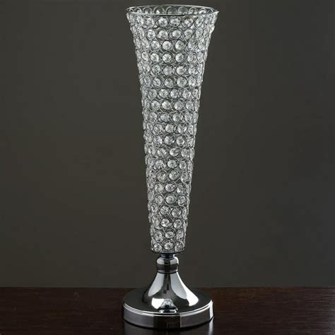 Balsacircle 2 Pcs 24 Inch Tall Faux Crystal Beaded Trumpet Vases