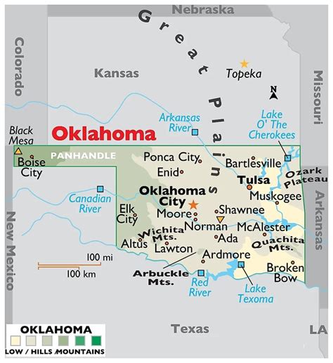 Oklahoma Map With Towns And Cities City And Town Map
