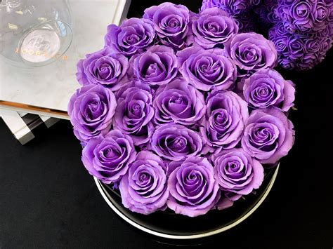 Forever Roses Box With Preserved Lavender Roses In Miami Fl Luxury