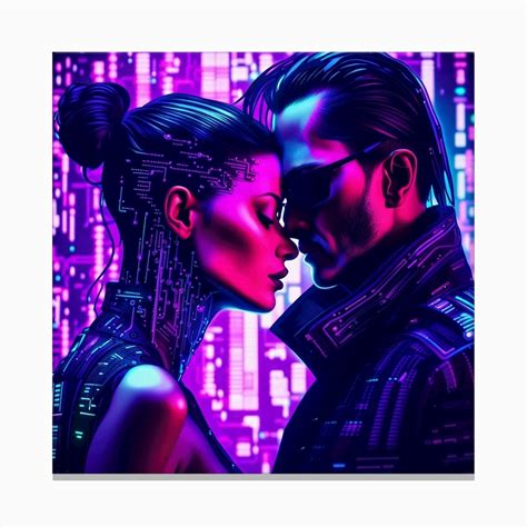 Cyberpunk Couple In Love 1 Canvas Print By Open Your Reality Fy