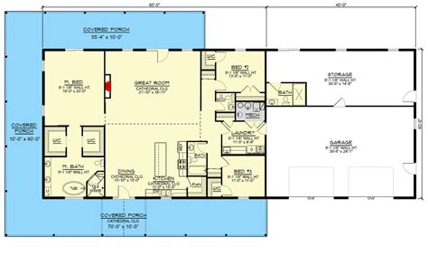 2400 Square Foot One Story Barndominium Style Home Plan 135177gra