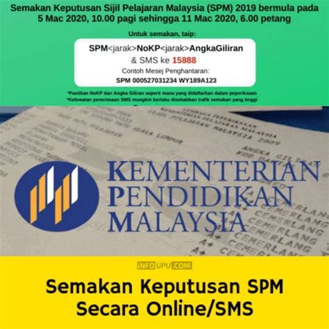 Para pelajar boleh membuat semakan keputusan spm 2019 secara online di portal rasmi kementerian pendidikan malaysia atau sms bermula jam 10 pagi. Semakan Keputusan SPM 2019 Online/SMS | Denaihati