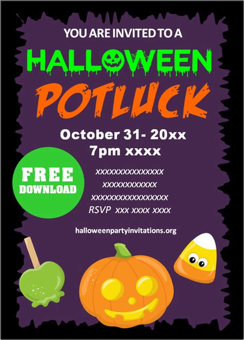 Free Printable Halloween Potluck Invitations Templates 😋 Potluck