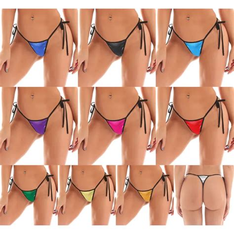 Womens Shiny Low Rise Micro Thong G String Underwear Bikini Sexy