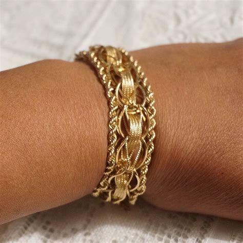 Vintage Womens Solid 14k Gold Wide Band Rope Link Bracelet 393 Grams Tested By