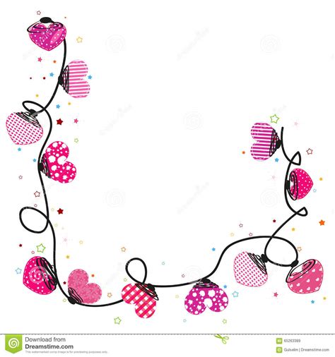 Pink Hearts Valentine Day Doodle Hearts Border Design Vector Background