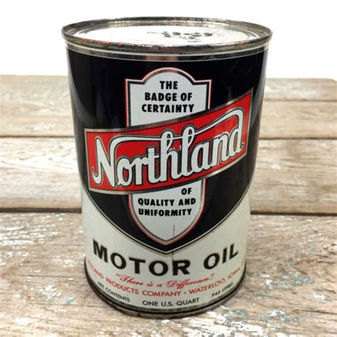 Vintage Metal Oil Can Northland Motor Oil 1 Qt Waterloo Iowa Empty